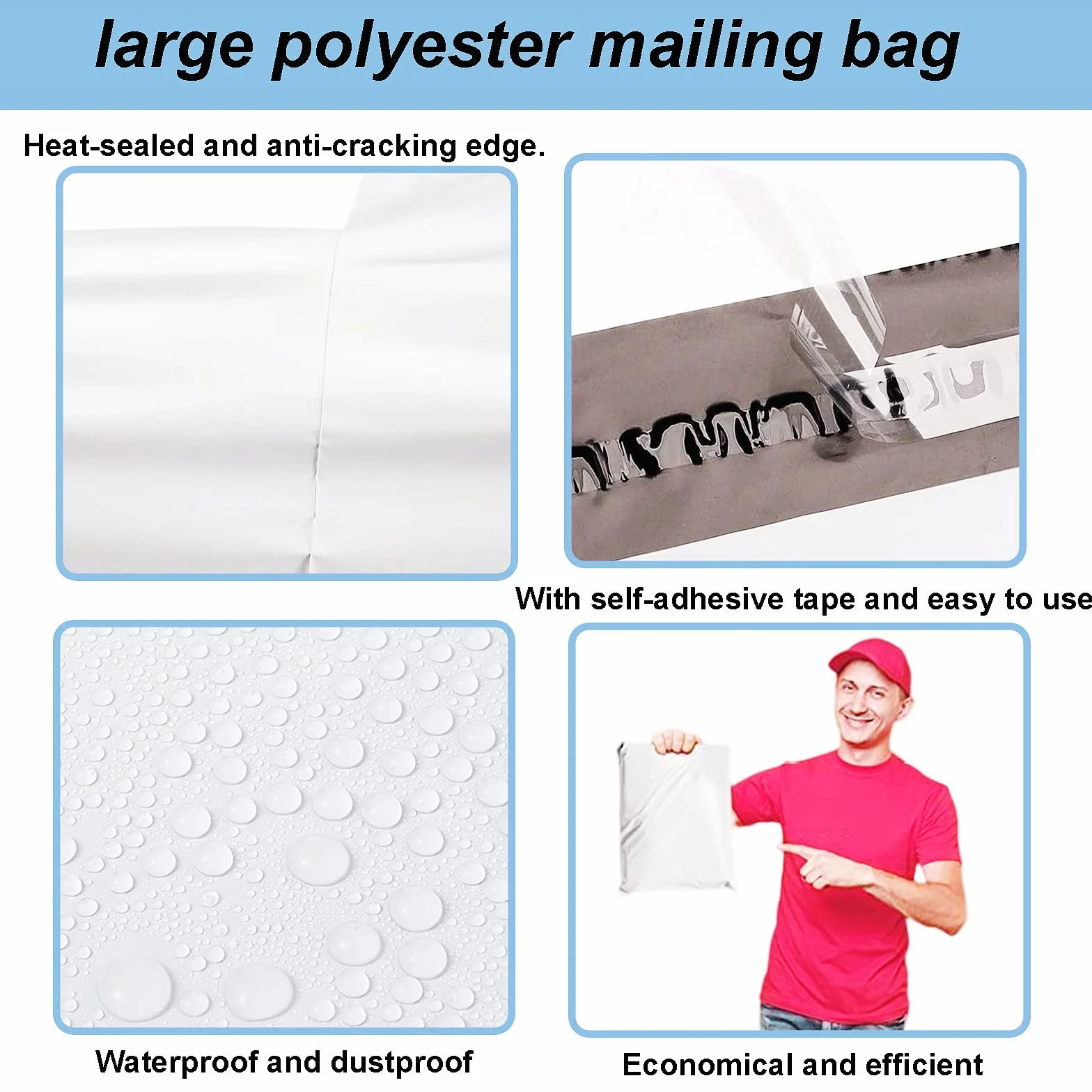 3P bardzo duże białe plastikowe torby pocztowe - 58 cm x 79 cm samoprzylepne torby do wysyłki, wysyłki, pakowania ubrań i pudełek