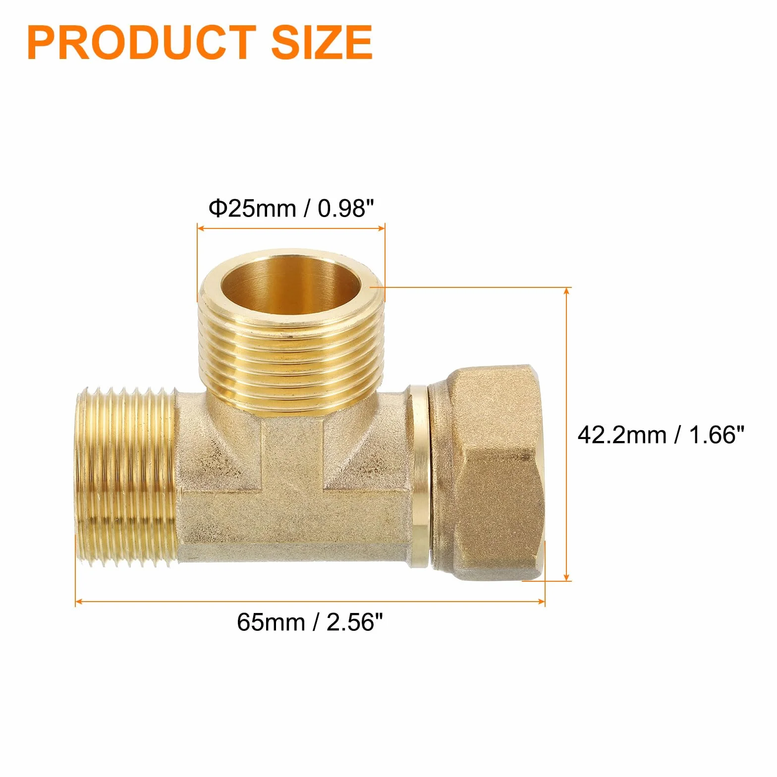 QUARKZMAN Mosiężny trójnik łącznik rurowy 3/4" NPT 3-drożne złącze T-kształtne