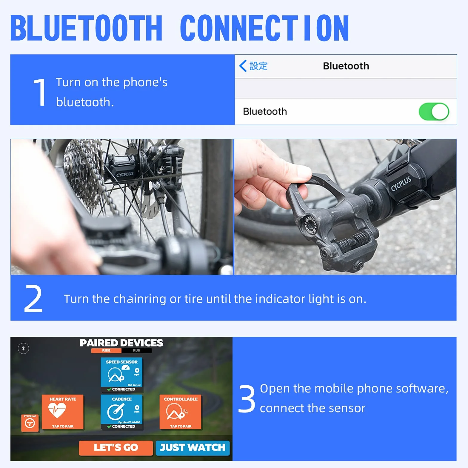 CYCPLUS Czujnik częstotliwości pedałowania roweru lub czujnik prędkości, podwójny moduł Bluetooth i ANT +