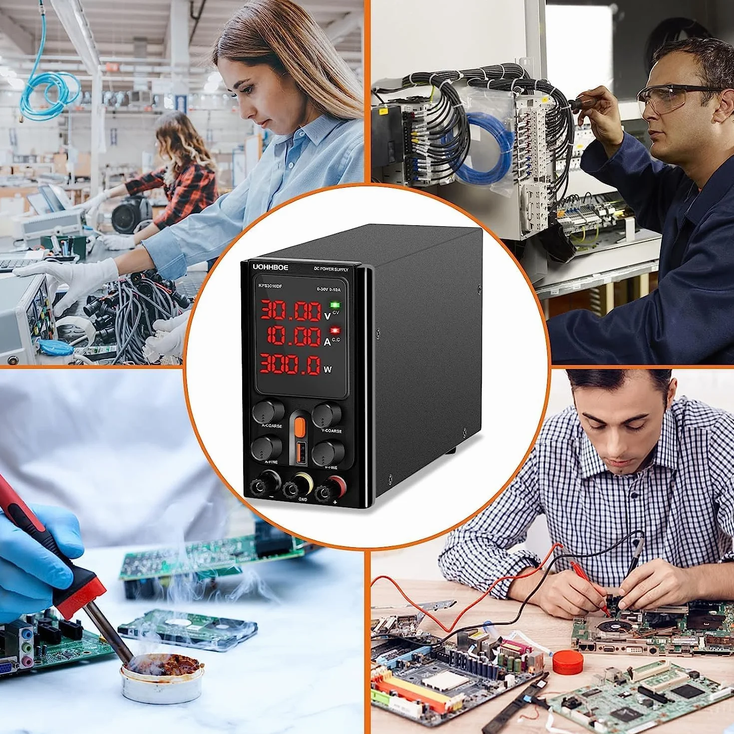 Regulowany zasilacz laboratoryjny 30V 10A DC z wyświetlaczem LED USB 5V 2A