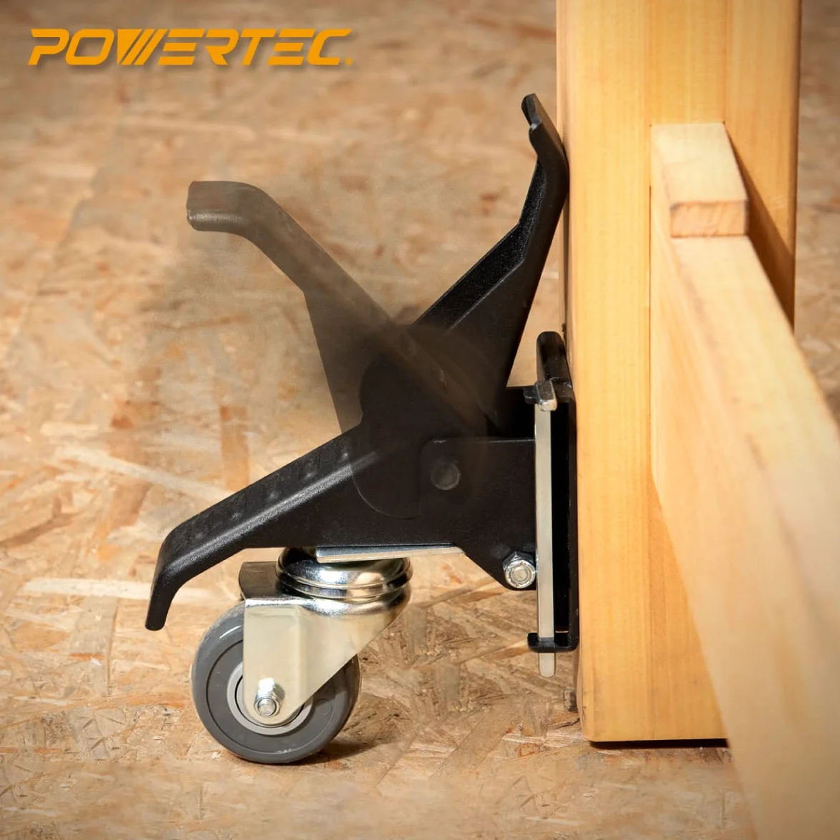 POWERTEC 17002 kółka warsztatowe z płytkami szybkiego zwalniania, 4 zestawy, czarne