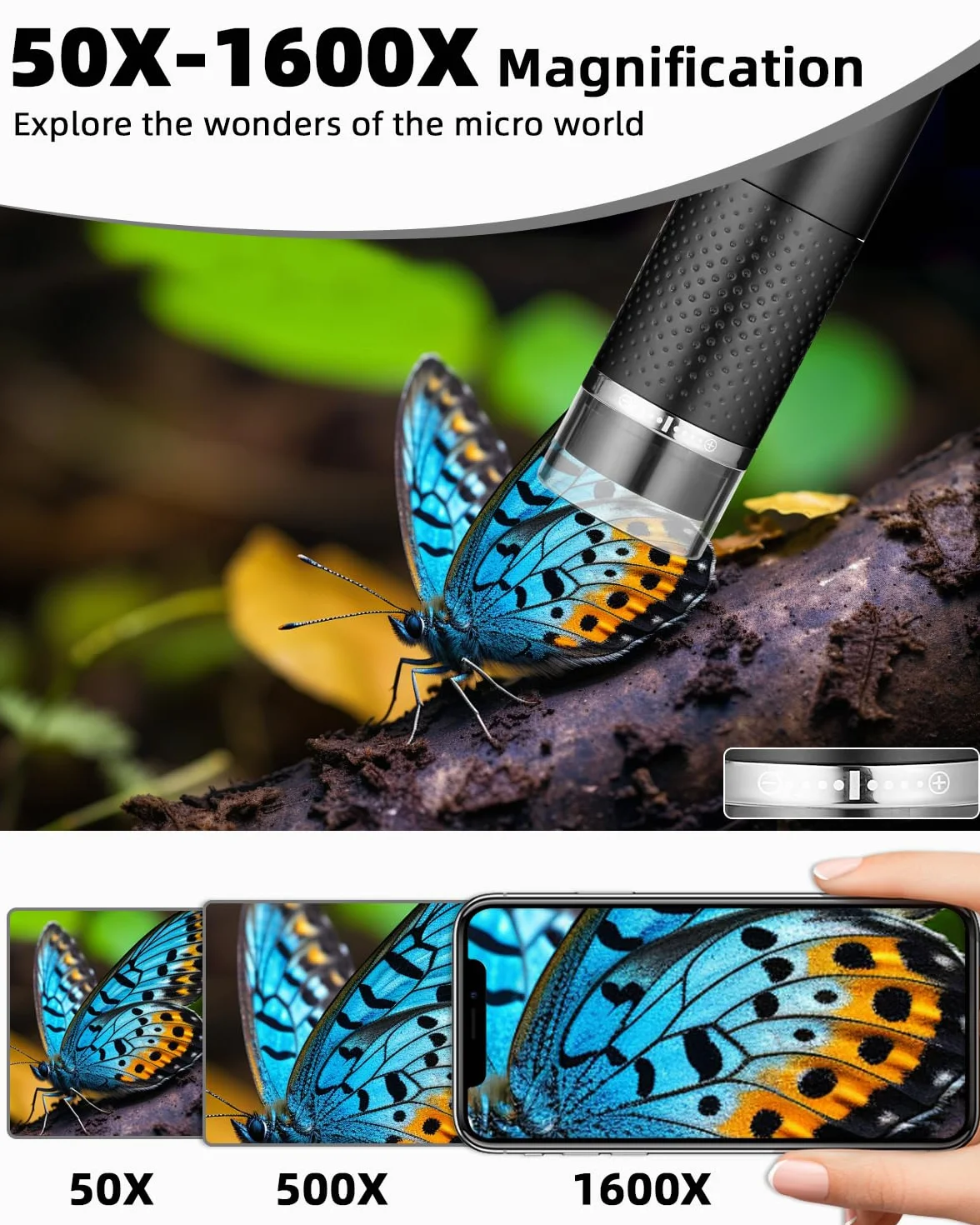 Mikroskop USB 1080p HD 10-200x Cyfrowy Przenośny z Regulacją LED dla Dorosłych i Dzieci
