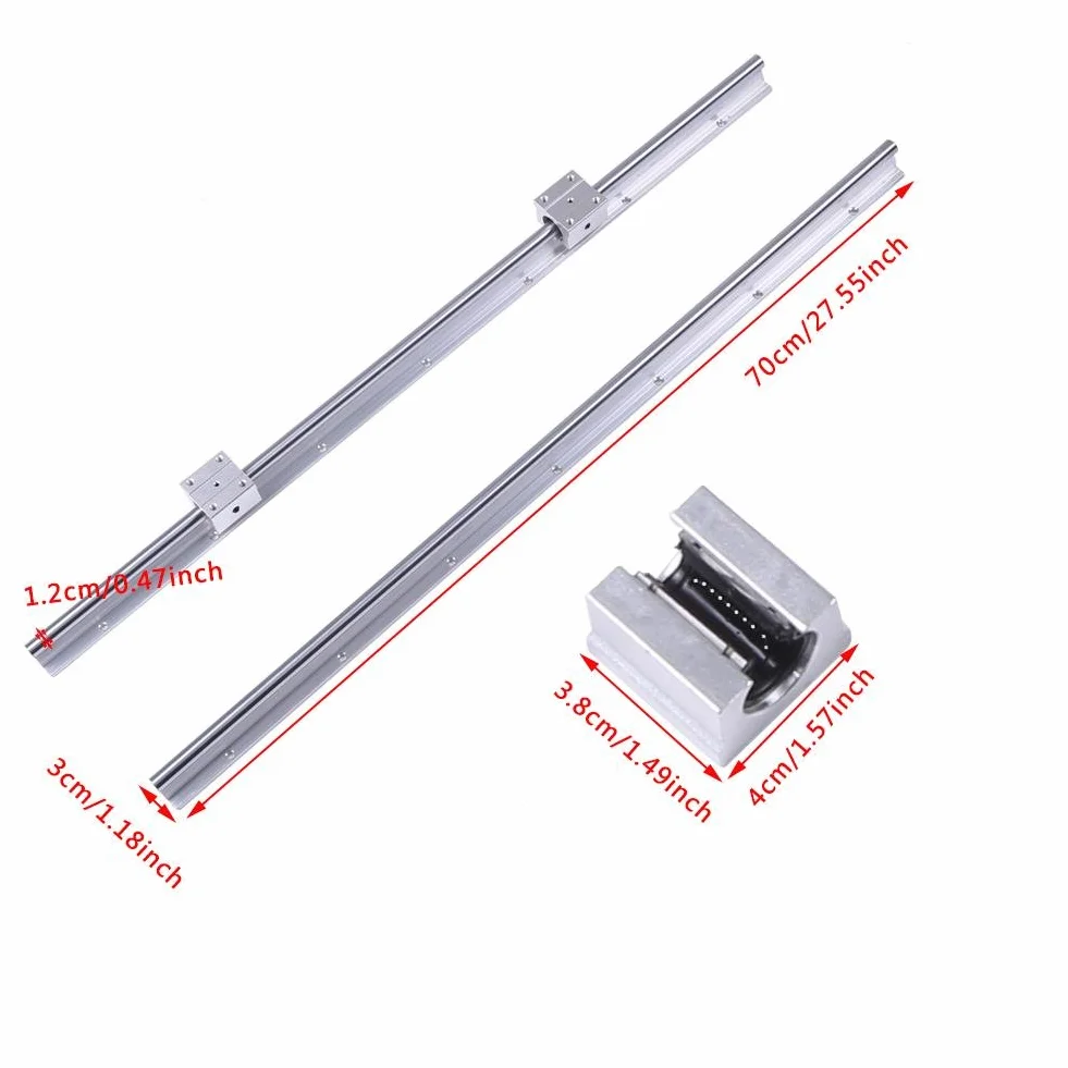 Prowadnice liniowe SBR12 łożysko kulkowe 700mm 12mm zestaw 2+4 rolki SBR12UU