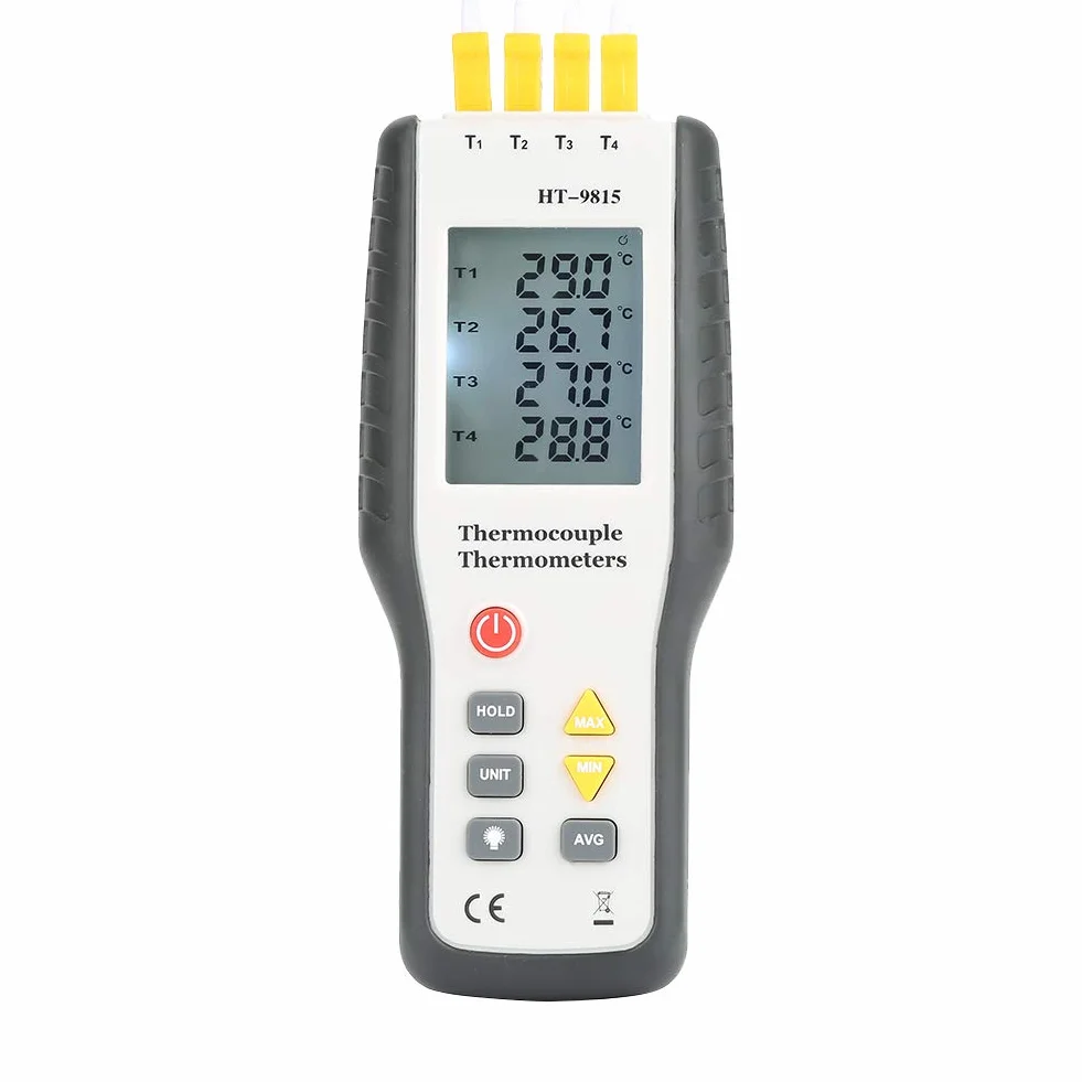Cyfrowy Termometr z termoparą Typ K 4-kanałowy Miernik Wysokiej Temperatury Wyświetlacz LCD