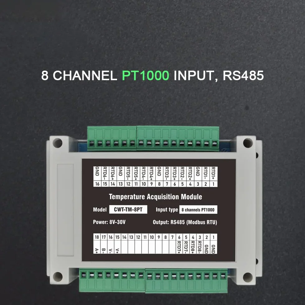 Moduł akwizycji temperatury PT100 8 kanałów RS485 Modbus