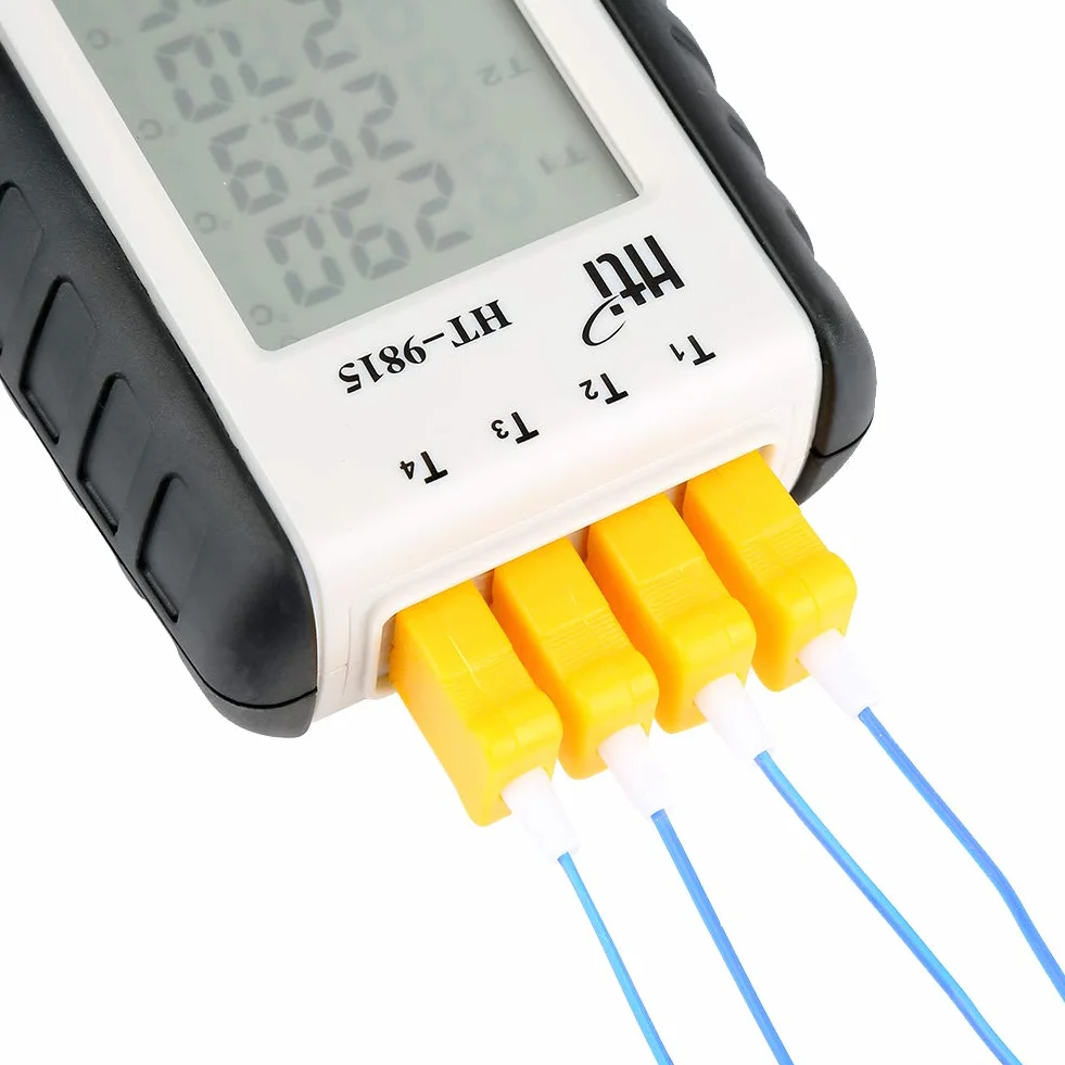 Termometr termoelektryczny 4-kanałowy typu K HT-9815 LCD do pomiaru temperatury zakres pomiarowy - 200°C do 1372°C