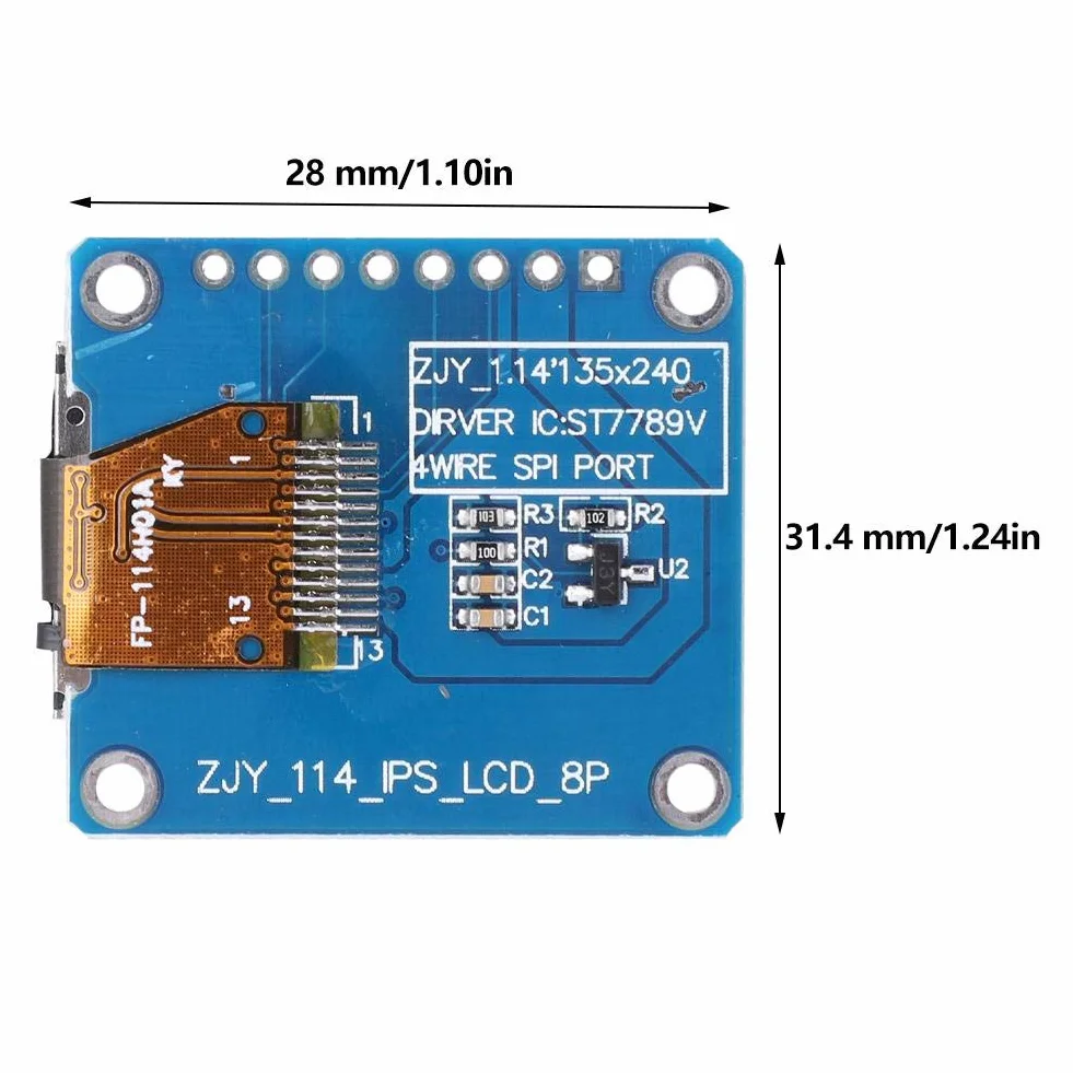 ST7789 1.14 Cal moduł ekranu TFT IPS LCD 135x240 3.3V 8Pin