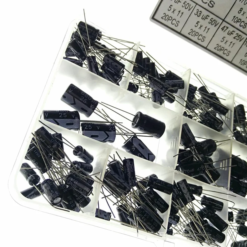 DollaTek Zestaw kondensatorów elektrolitycznych 200 szt. 0,47uF-1000uF