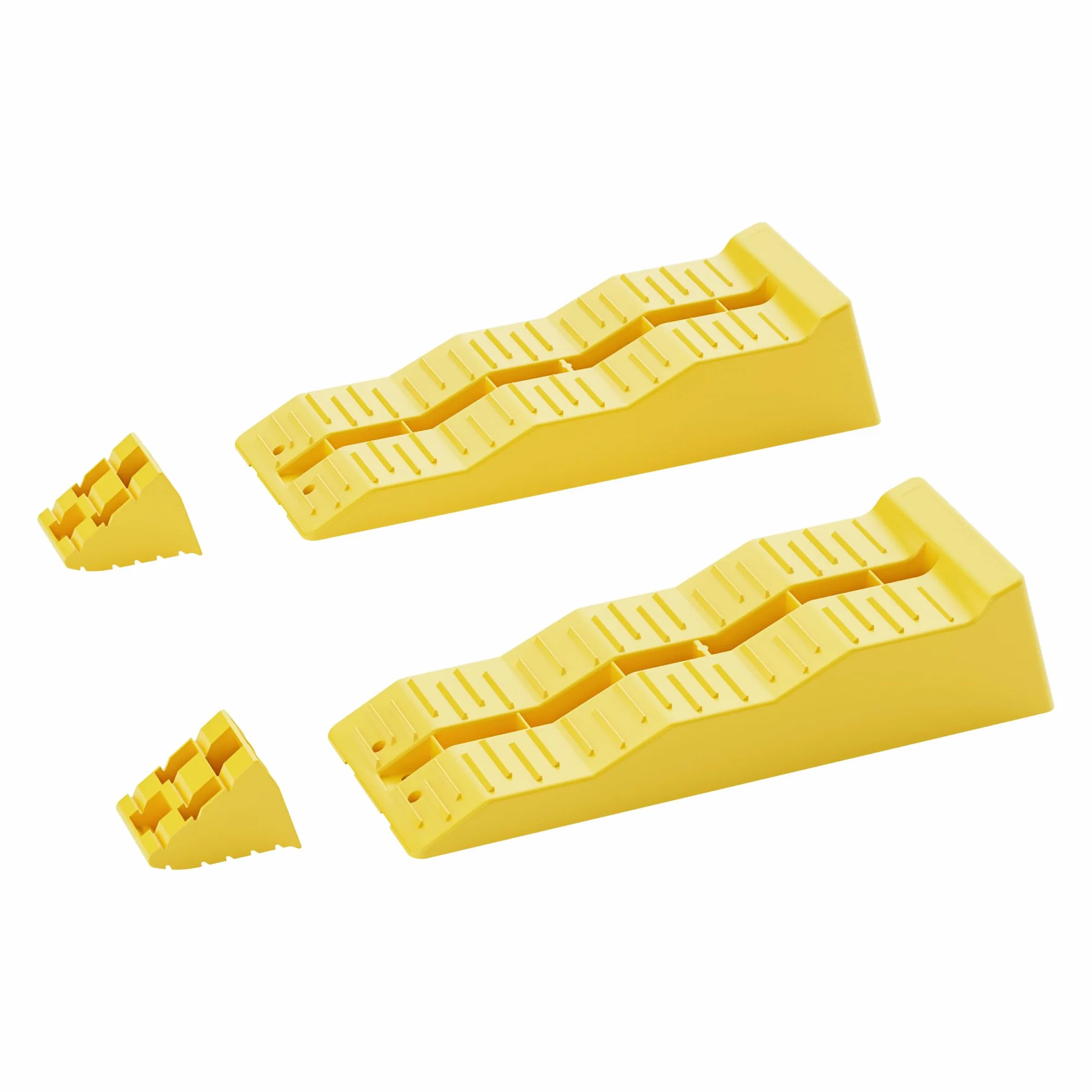 Wiltec Klin najazdowy samochodowy 2 szt. do 3 ton, żółte podjazdy HDPE 4/7/10 cm z blokadami