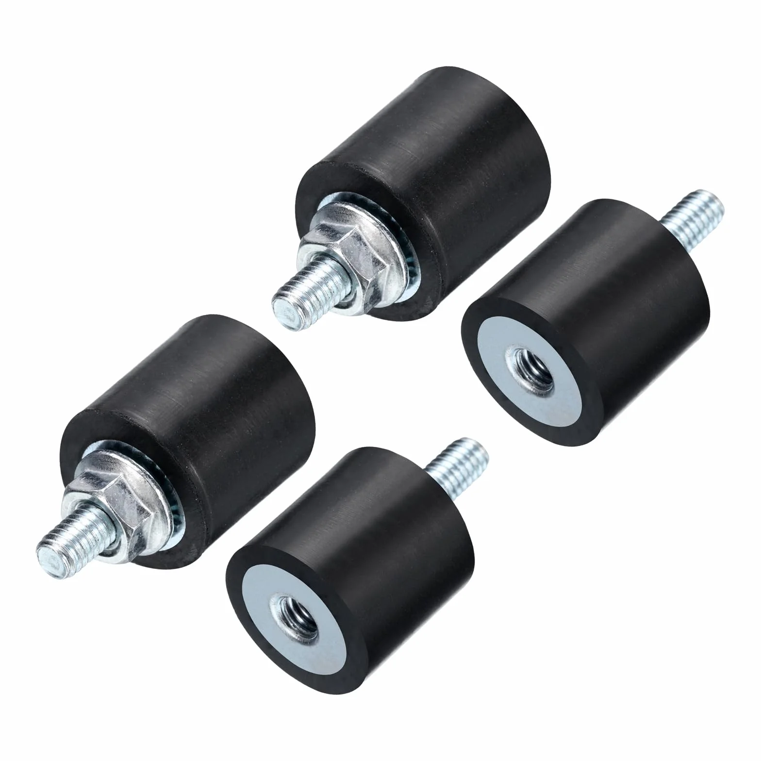 QUARKZMAN Gumowy izolator M4 x 10 mm 15 x 15 mm amortyzator wibracyjny ocynkowany z nakrętkami blokującymi M4