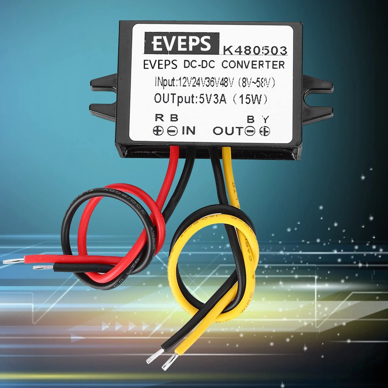 Akozon Przetwornica Napięcia DC-DC 12V-48V do 5V 3A Obniżająca Moduł Zasilacza