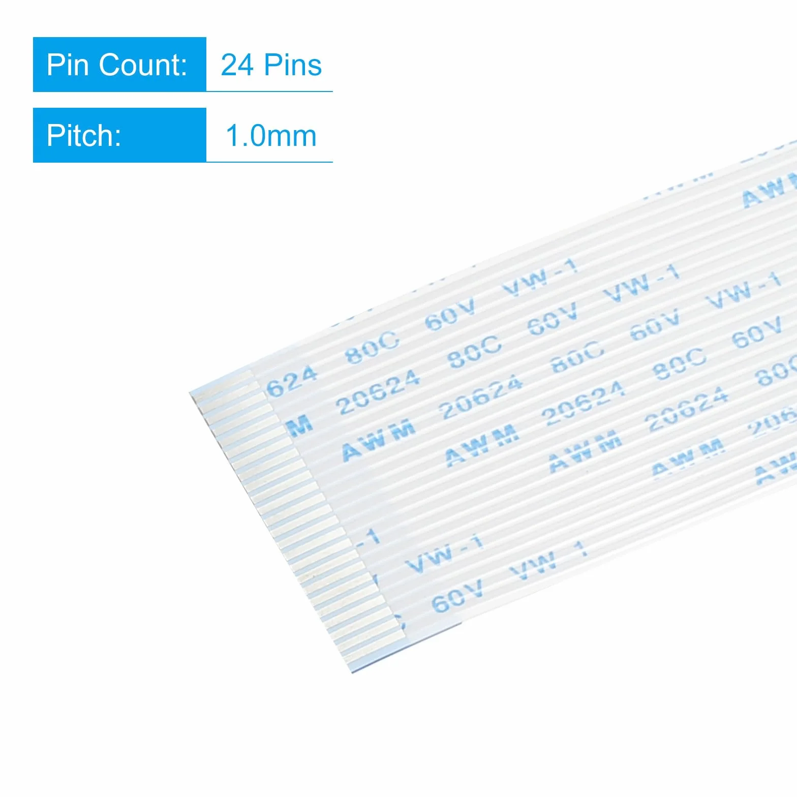 sourcing map Płaski kabel 24 piny 1,0 mm 300 mm typ B do drukarki 3D pakiet z 5