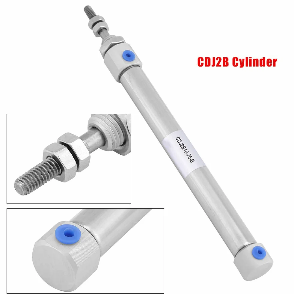 Mini Cylinder Pneumatyczny, CDJ2B Mini Cylinder Pneumatyczny, Stal Nierdzewna 10 Mm Otwór i 75 Mm Skoku Pojedynczy Pręt Siłownik Pneumatyczny Dwustronnego Działania