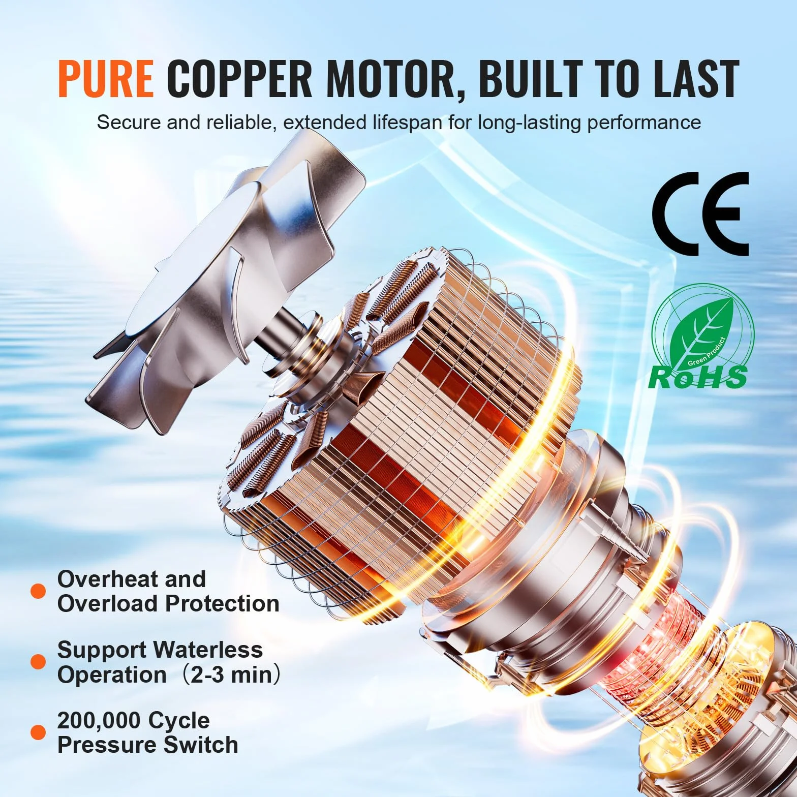 VEVOR Pompa membranowa 12 V, 3 GPM 11,36 l/min, 4-komorowa pompa wodna 12 V DC z automatycznym wyłącznikiem ciśnienia 40 – 100 PSI, 55 PSI, port MNPT do kamperów, jachtów, kamperów, kamperów, łodzi