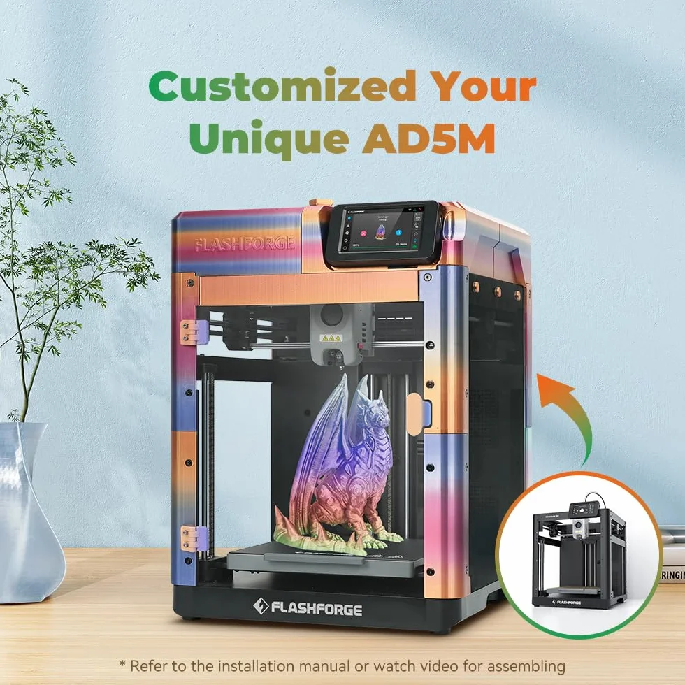 Drukarka 3D FLASHFORGE AD5M, w pełni automatyczne poziomowanie maks. 600 mm/s wysoka prędkość, dysza szybkiego uwalniania 280℃, struktura CoreXY dla najwyższej jakości druku, nowicjuszy i eksperci