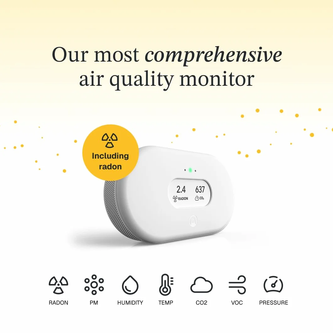 Airthings View Plus 2960 – inteligentne urządzenie pomiaru jakości powietrza i radonu PM CO2 VOC