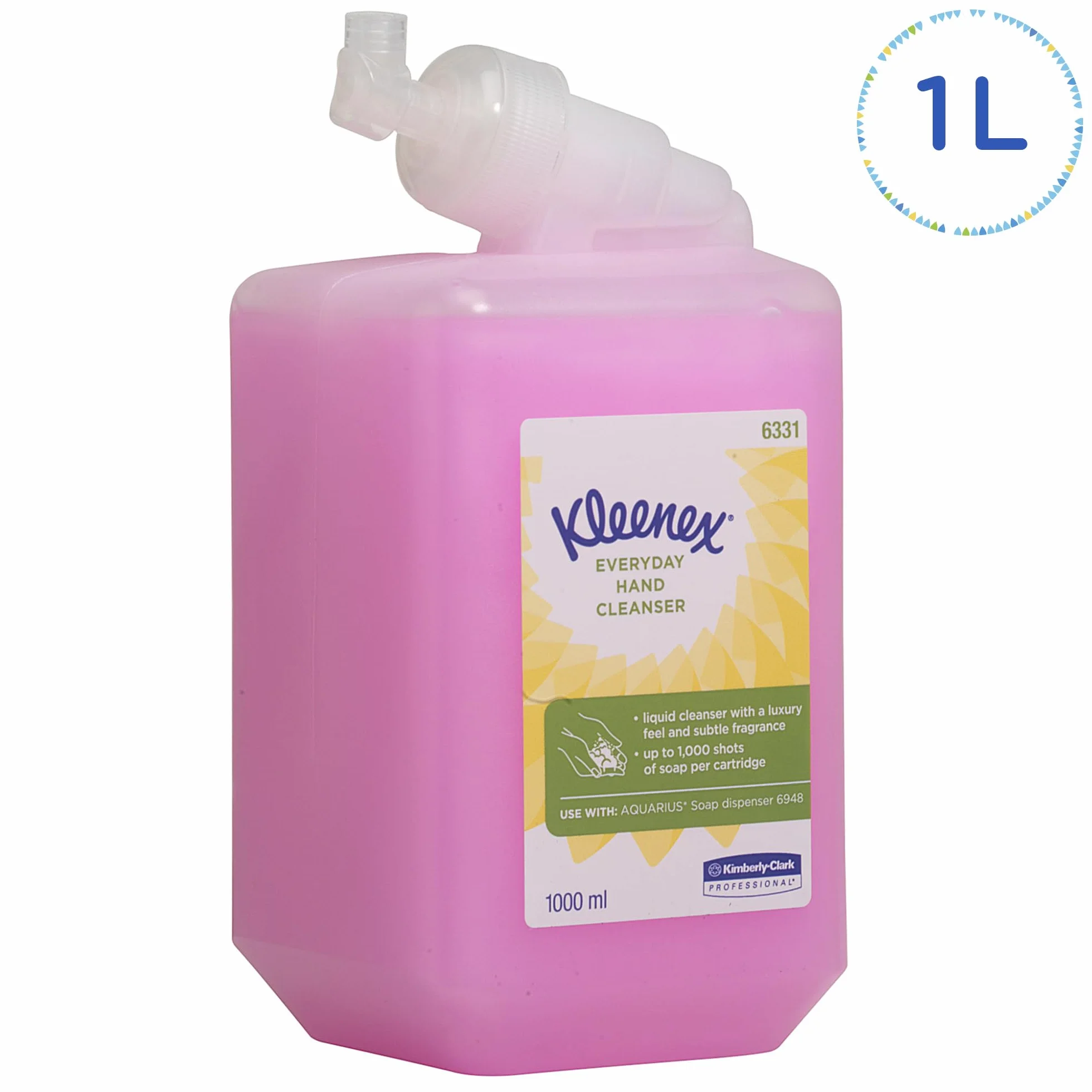 Kleenex, 6331, mydło do rąk do codziennego użytku, 1 l, różowe, 6 x kaseta uzupełniająca 1 l