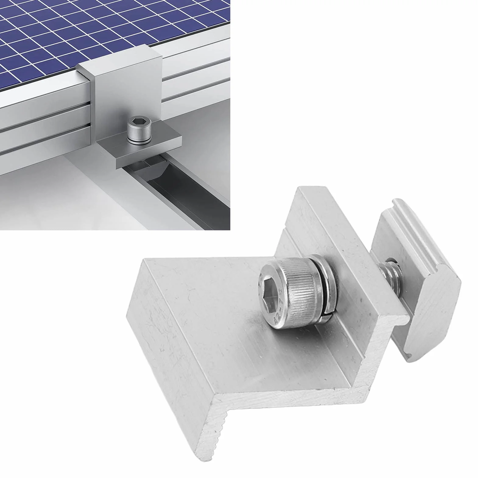 Mocowanie Panelu Słonecznego Wspornik Z Zaciski Uziemiające ze Stopu Aluminium PV Montażowe Zaciski Boczne 35mm