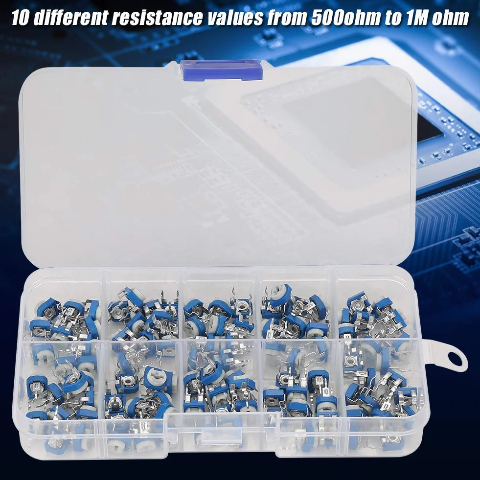 100 Stück variable Widerstände 500 Ohm bis 1M Ohm Trimmer Potentiometer Kit