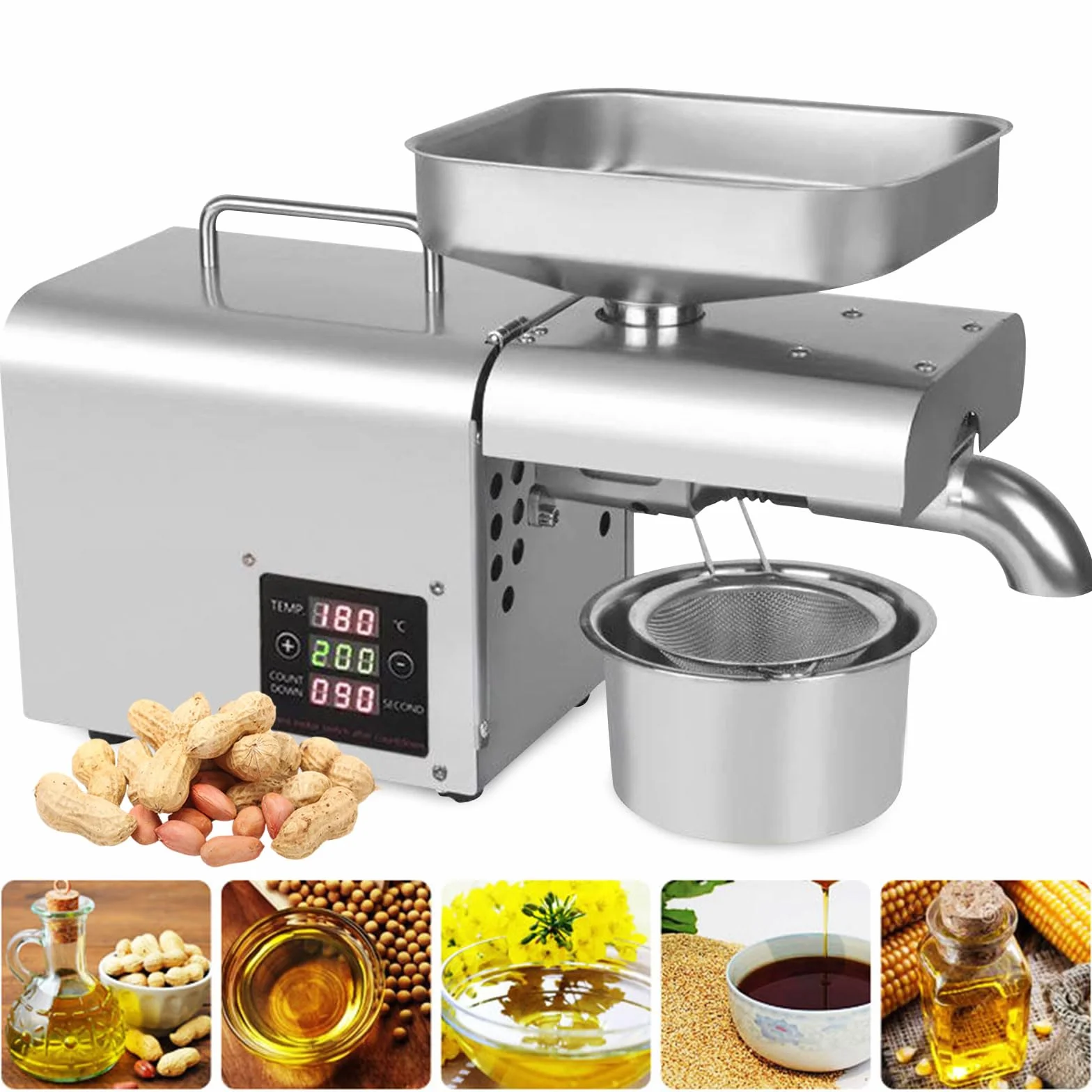 Prasa do oleju ze stali nierdzewnej 610 W 220 V automatyczna