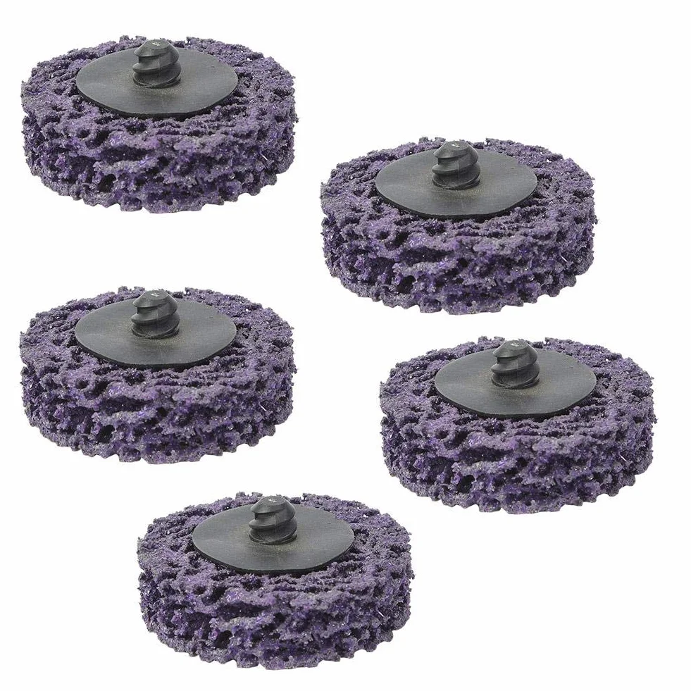 Ściernica, 5 szt. 5 cm 50 mm Poly Strip Disc Roll Lock ściernica do usuwania rdzy dostępna w kolorze wielokolorowym, fioletowym, czarnym, polerowanym dyskiem (5 cm, fioletowy)