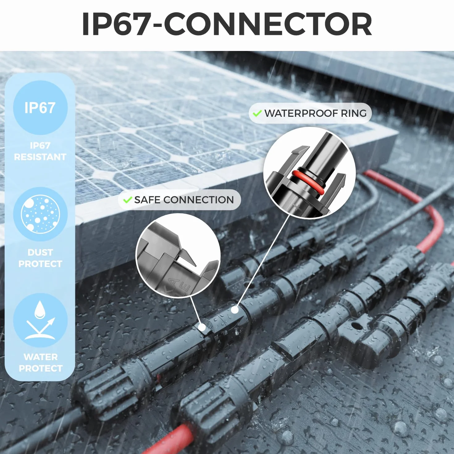 deleyCON PV4 Solar 2-Drożne Złącze Y para 1000V IP67 Wodoodporne Rozdzielacz PV