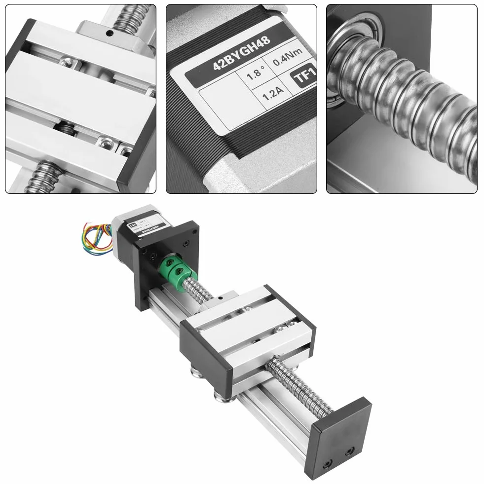 Siłownik liniowy napęd śrubowy 1204 100 mm z silnikiem krokowym do CNC
