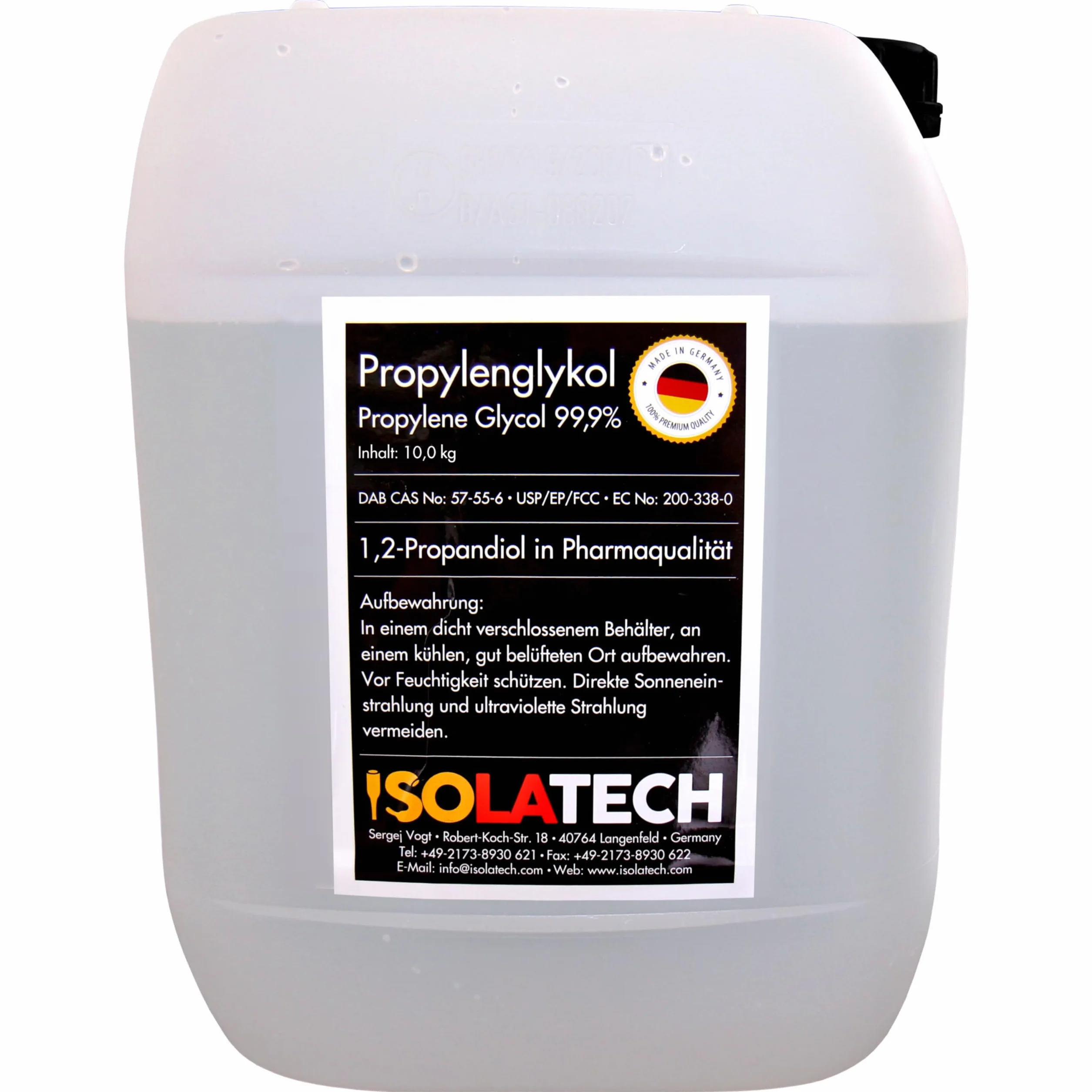 ISOLATECH Glikol propylenowy 10L Kanister 99,9% jakość farmaceutyczna 1,2-propanodiol