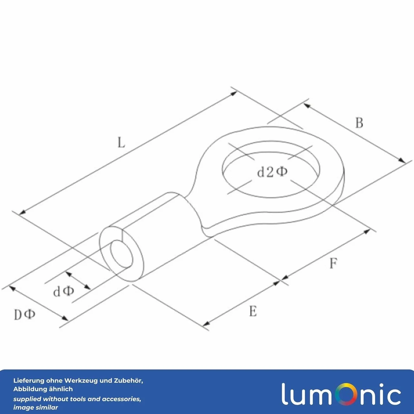 Lumonic 10x Pierscieniowa koncówka kablowa 30-50mm² pusty | M10 | Miedz cynowana | Bezpieczne polaczenie kablowe bez lutowania | Zaciskana koncówka kablowa bez izolacji | Pojazd silnikowy, inzynieria