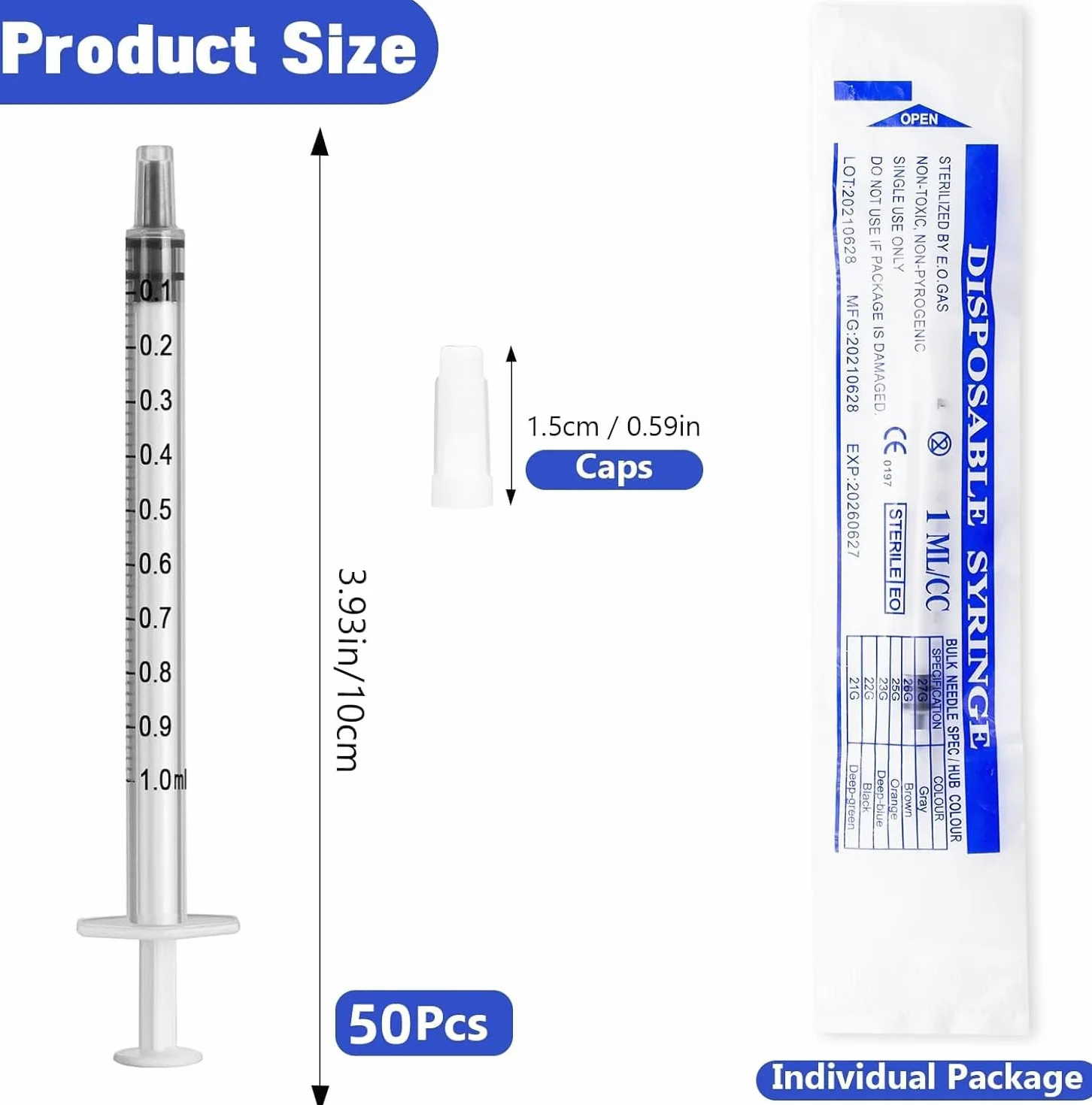 50 sztuk strzykawek 1 ml ze strzykawką z tworzywa sztucznego Luer bez igły do uzupełniania i pomiaru oleju, aplikator klejowy płynów, do karmienia zwierząt domowych, laboratoriów naukowych