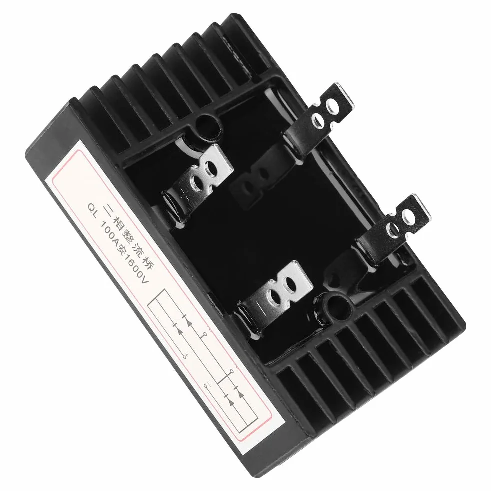 2-fazowy prostownik mostowy, 2-fazowy prostownik diodowy, 100A 1600V Napięcie mostu prostownik o dużej mocy z radiatorem, dobry komponenty elektroniczne