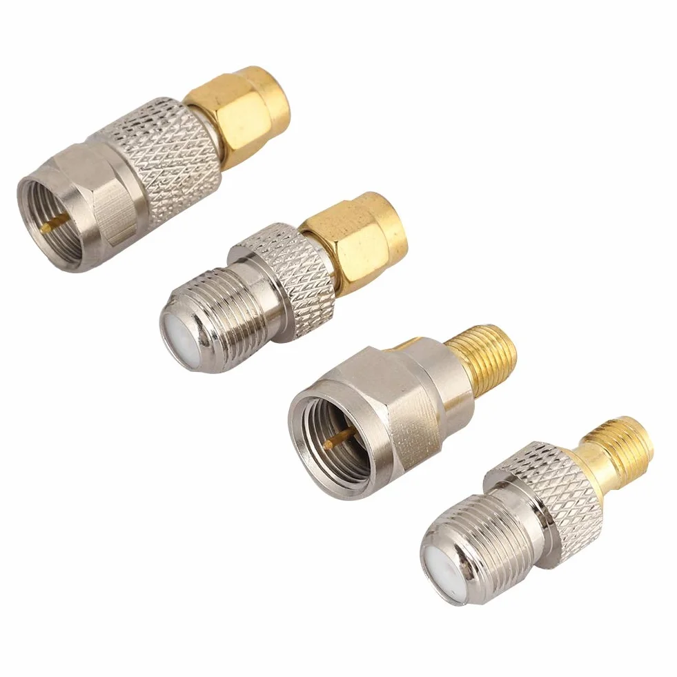 Adapter konwertera F na SMA, 4-częściowy przenośny mosiądzowy złącze antenowe Cuifati