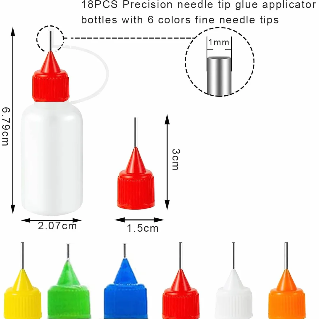 6 sztuk aplikator kleju, precyzyjny aplikator, plastikowe butelki, butelka z zakraplaczem, butelka do sokowirówki, aplikator z końcówką igły, butelki aplikatora kleju