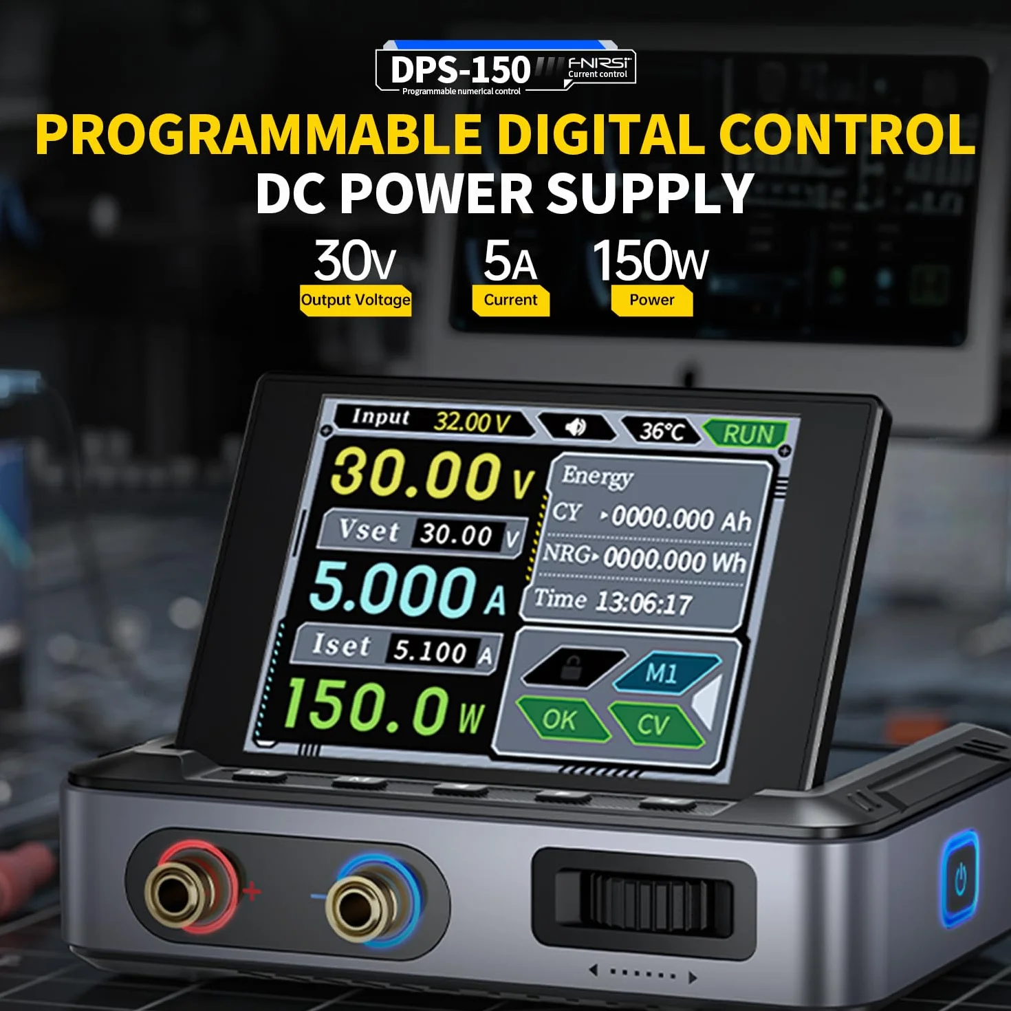Programowalny zasilacz impulsowy,zmienny zasilacz DC regulacja od 30V 5A z 4-cyfrowym wyświetlaczem IPS fala mocy <20 mV PD/QC/DC programowalny zasilacz impulsowy z komputera
