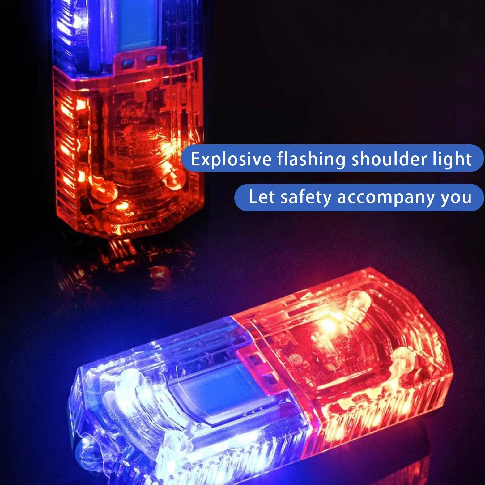 Wodoodporny klips LED, czerwona niebieska lampa stroboskopowa, ?adowana przez USB, ?wiat?o ostrzegawcze na rami?