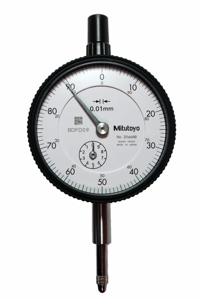 Mitutoyo Zegar pomiarowy 0-10 mm 2046AB seria 2, Odczyt: 0,01 mm Tarcza: 58 mm, Dokładność: +/-0,013 mm Kolor tarczy: biały - Pokrywa zamykająca płaska