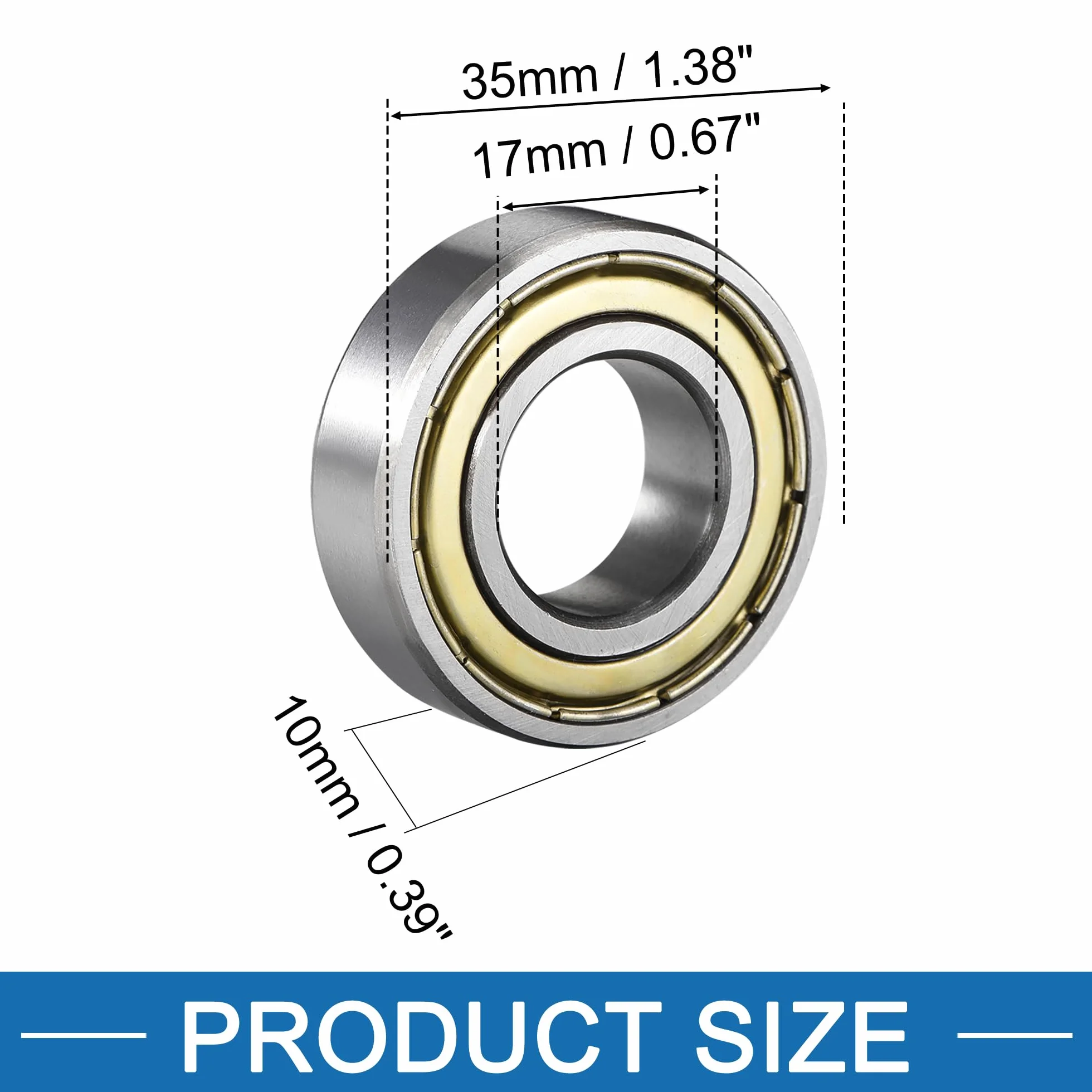 A ABSOPRO 6003ZZ 17x35x10mm ekranowane łożysko kulkowe ze stali 6003-2Z (zestaw 2 szt.)