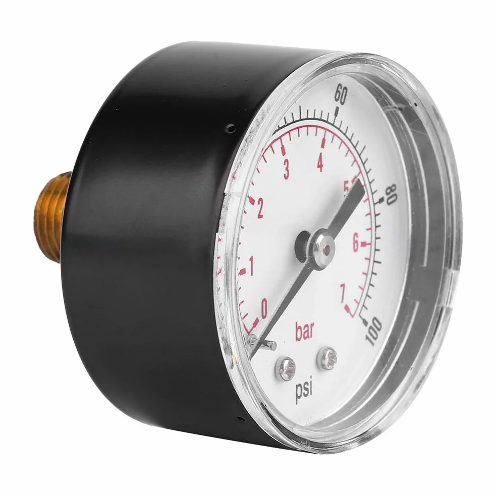 Manometr tarcza 50 mm Osiowy 1/4 BSPT mosiężny 0-100 psi 0-7 bar