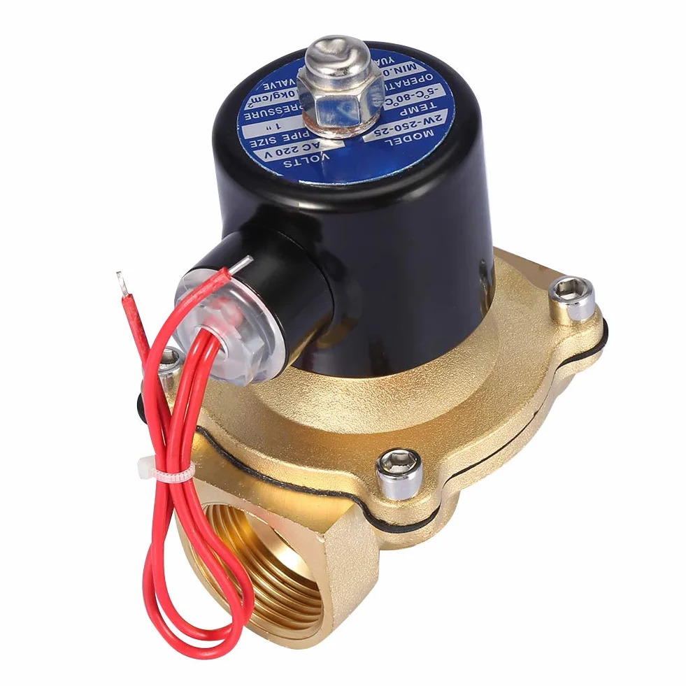 Elektrozawór elektryczny, AC 220 V, DN25, 1 cal, mosiądz, 1 MPa, 0-10 kg, woda NC, normalnie zamknięty, bezpośredniego działania, dwukierunkowy zawór elektromagnetyczny, szybki, czuły