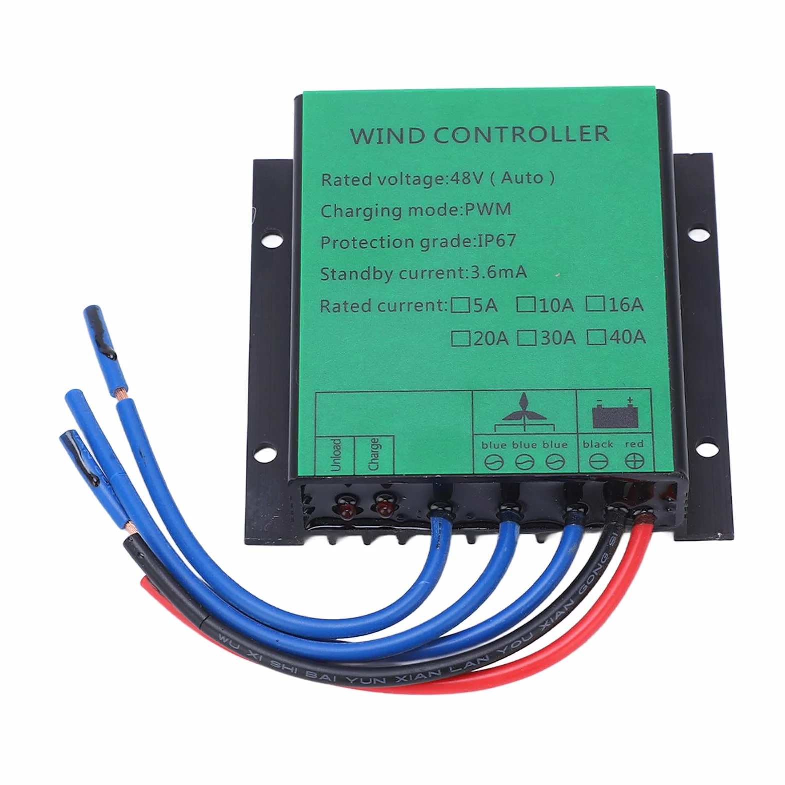 Regulator generatora turbin wiatrowych, LED 48V Wskazujący ochronę IP67 obudowa ze stopu aluminium kontroler generatora turbiny wiatrowej do baterii (10A)
