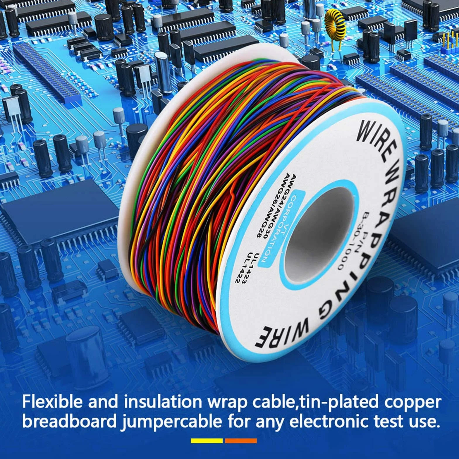 Przewody PCB Drut Przyłączeniowy 30AWG Cynowana Miedź Kolorowy 280M Kabel Testowy