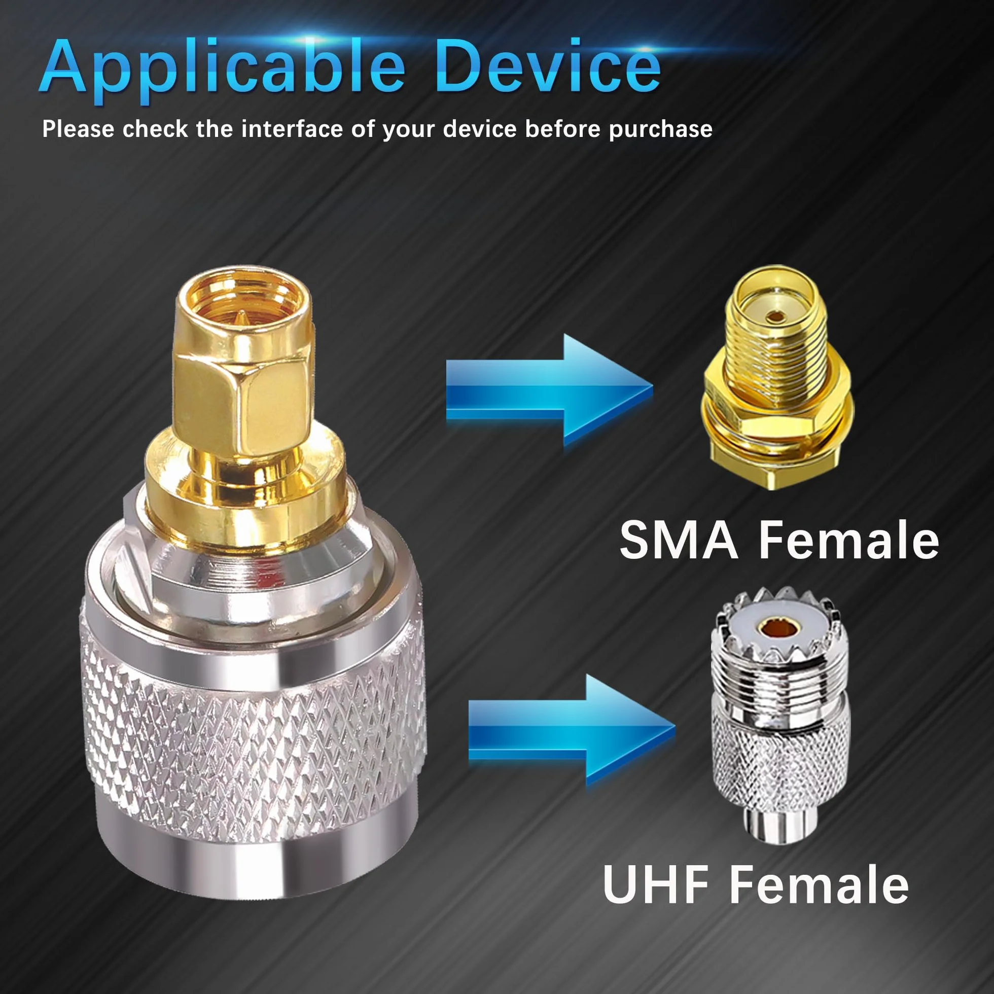 Adapter SMA na PL259 męski UHF złącze koncentryczne do anteny CB 2 szt