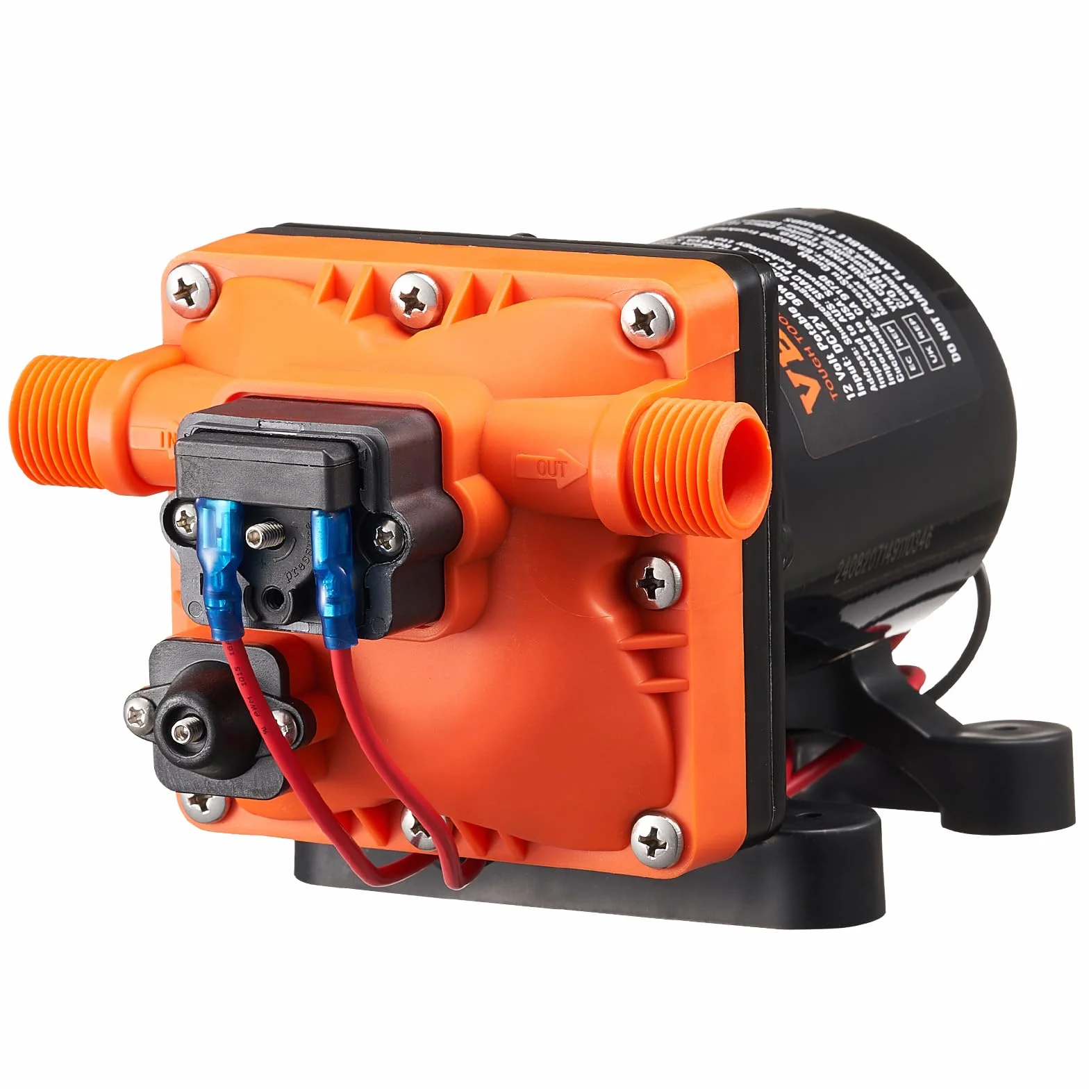 VEVOR Pompa membranowa 12 V, 3 GPM 11,36 l/min, 4-komorowa pompa wodna 12 V DC z automatycznym wyłącznikiem ciśnienia 40 – 100 PSI, 55 PSI, port MNPT do kamperów, jachtów, kamperów, kamperów, łodzi