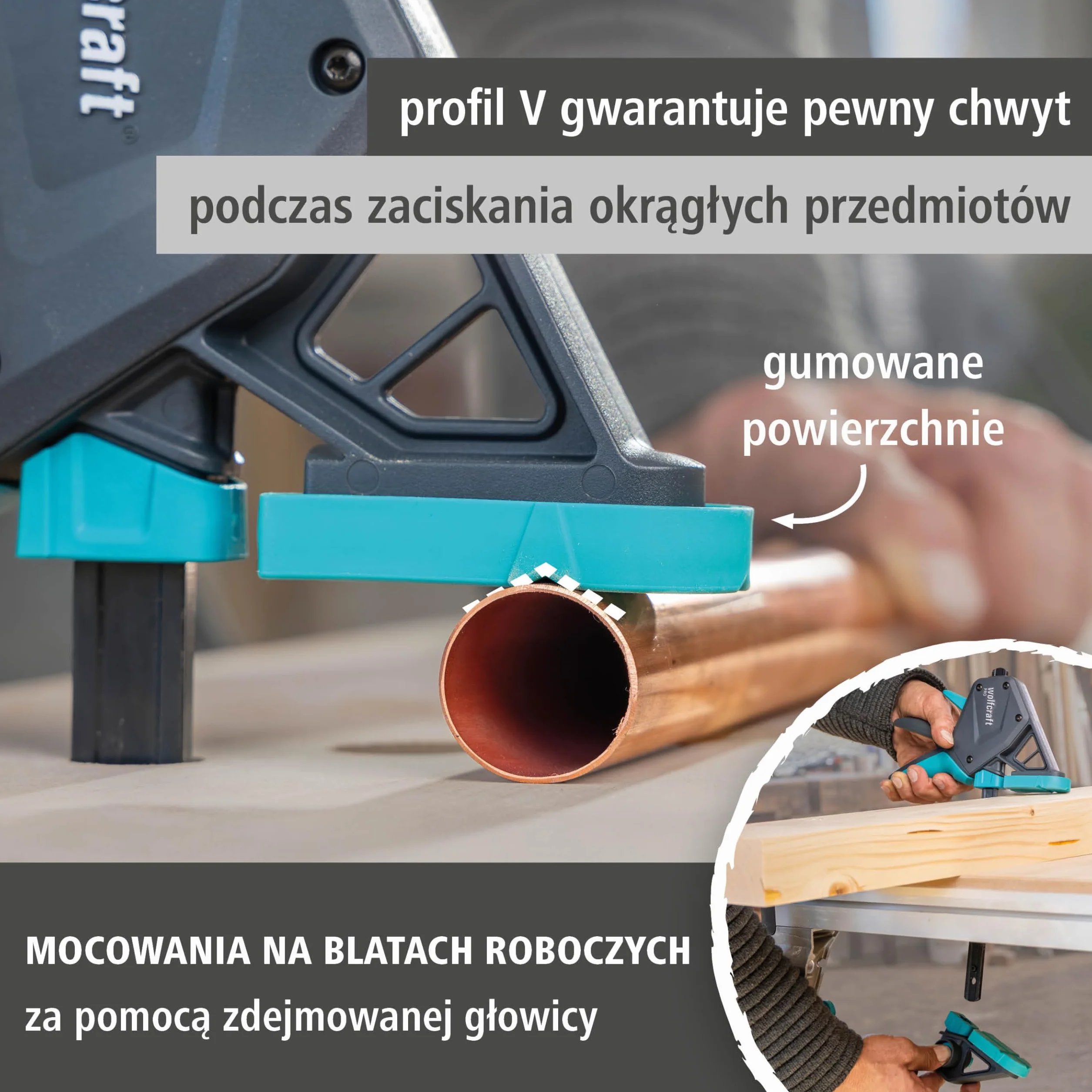 wolfcraft 8673060 - Zestaw zacisków ręcznych XL PRO + złącze - Występ 85 mm - Siła zacisku 150kg - Elastyczny otwór do 1060mm