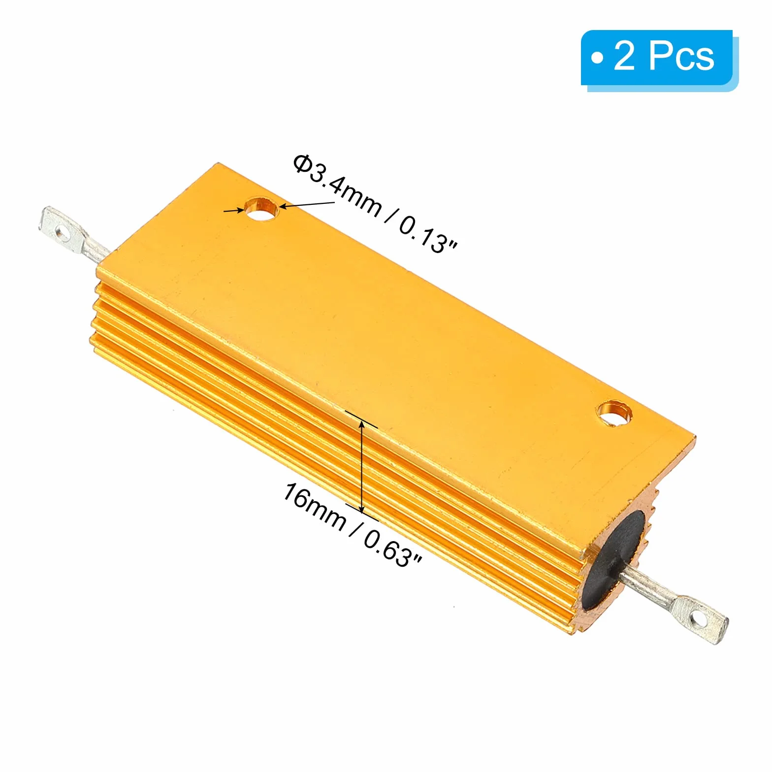 PATIKIL 2 sztuki 100 W 50 omów aluminiowa obudowa rezystor drut rezystor śruba opornik moc rezystor złoty odcień