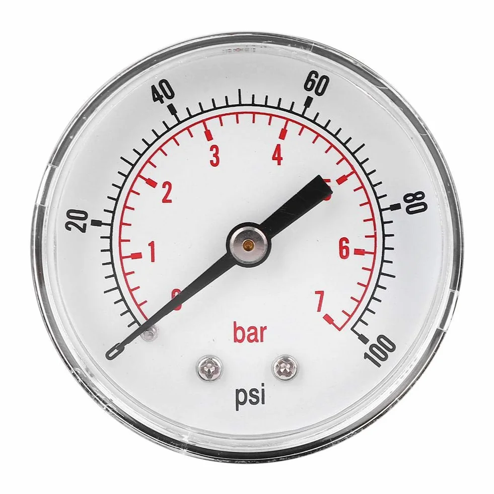 Manometr tarcza 50 mm Osiowy 1/4 BSPT mosiężny 0-100 psi 0-7 bar