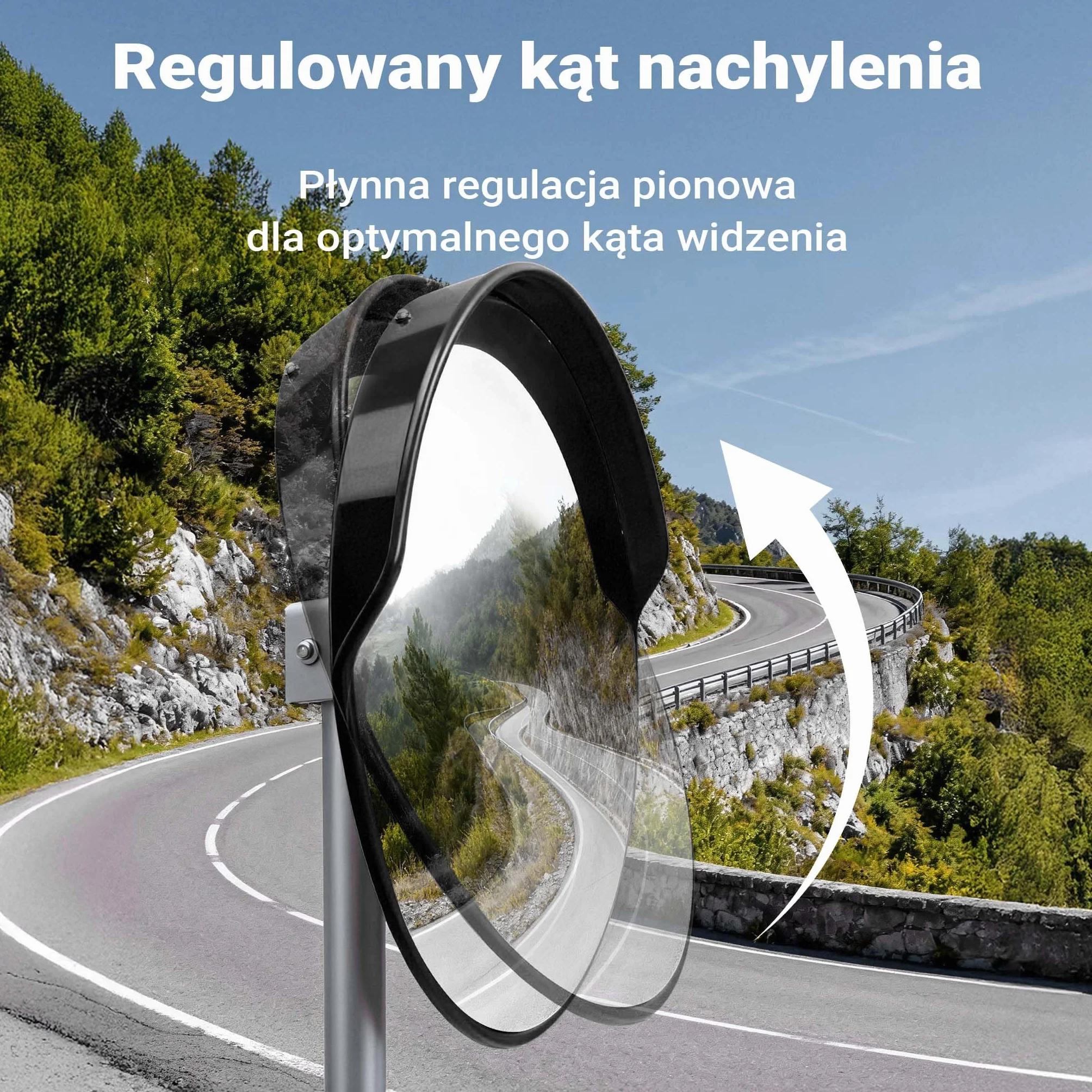 Wiltec Lustro drogowe 60 cm wypukłe z osłoną czarne, okrągłe magazynowe z polem widzenia 130°, więcej bezpieczeństwa przy wyjeździe z materiałem montażowym