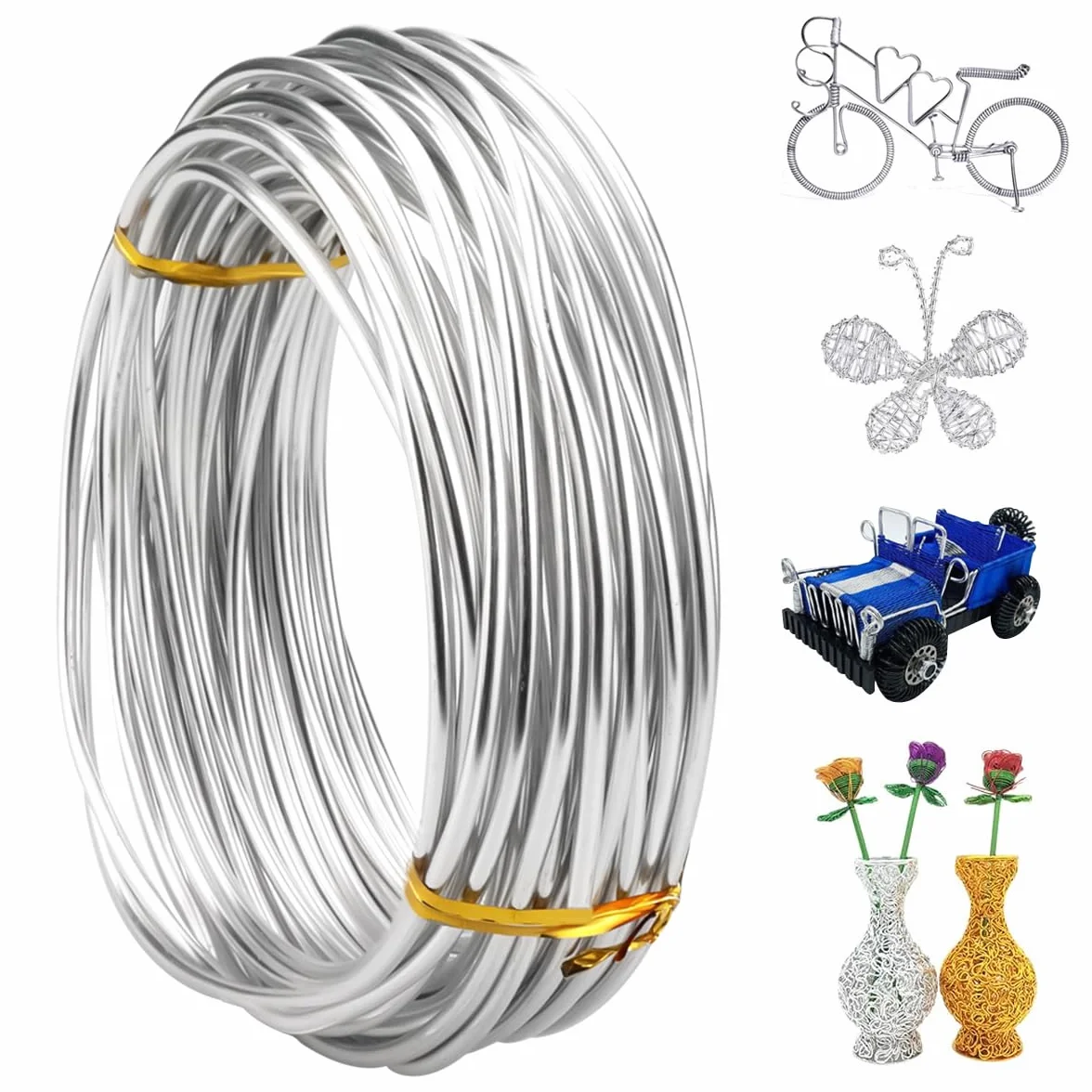 Drut aluminiowy 3 mm x 10 m srebrny elastyczny do biżuterii DIY