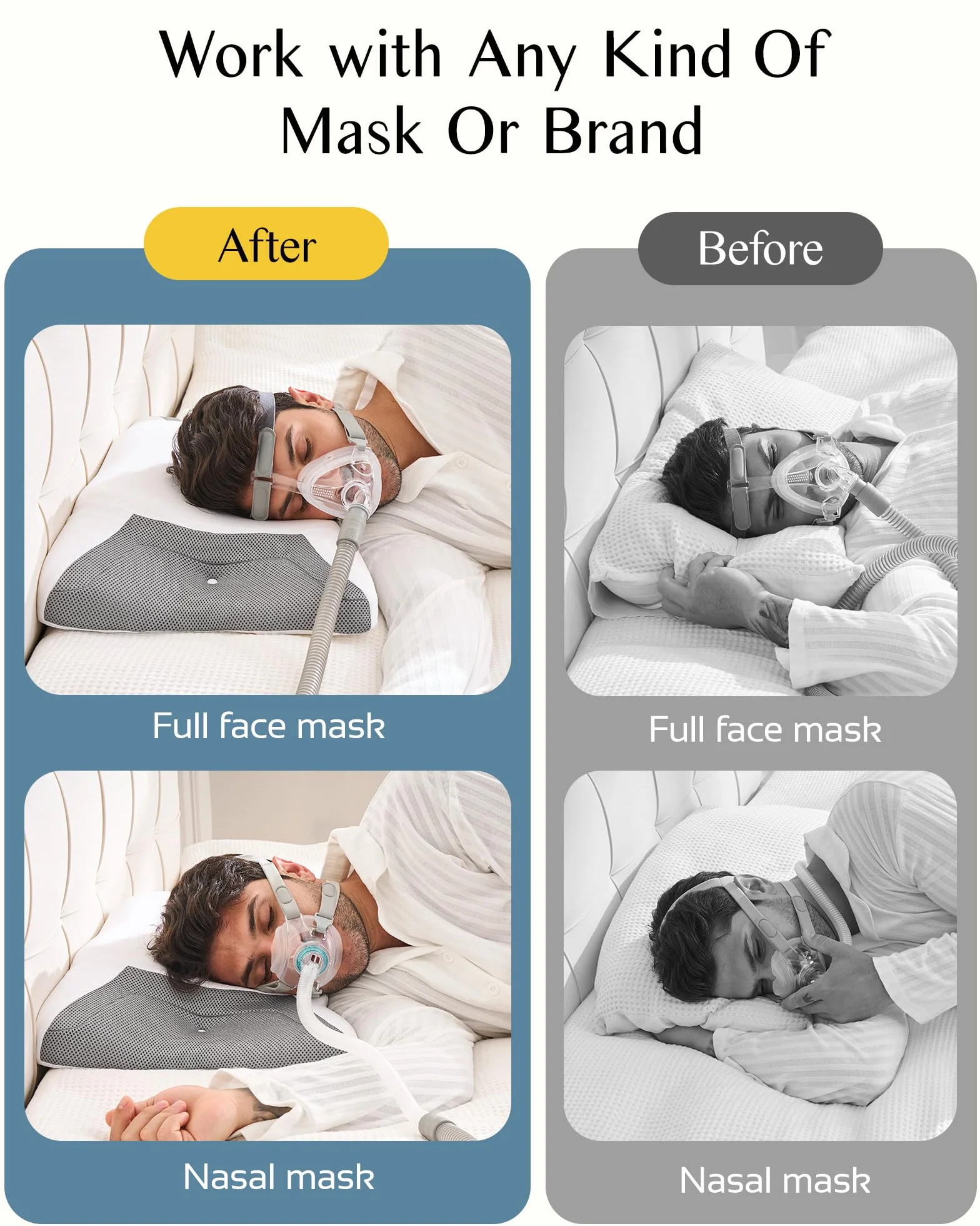 Poduszka CPAP na szyję z pianki wiskoelastycznej ergonomiczna dla bezdechu sennego z poszerzonymi rowkami bocznymi