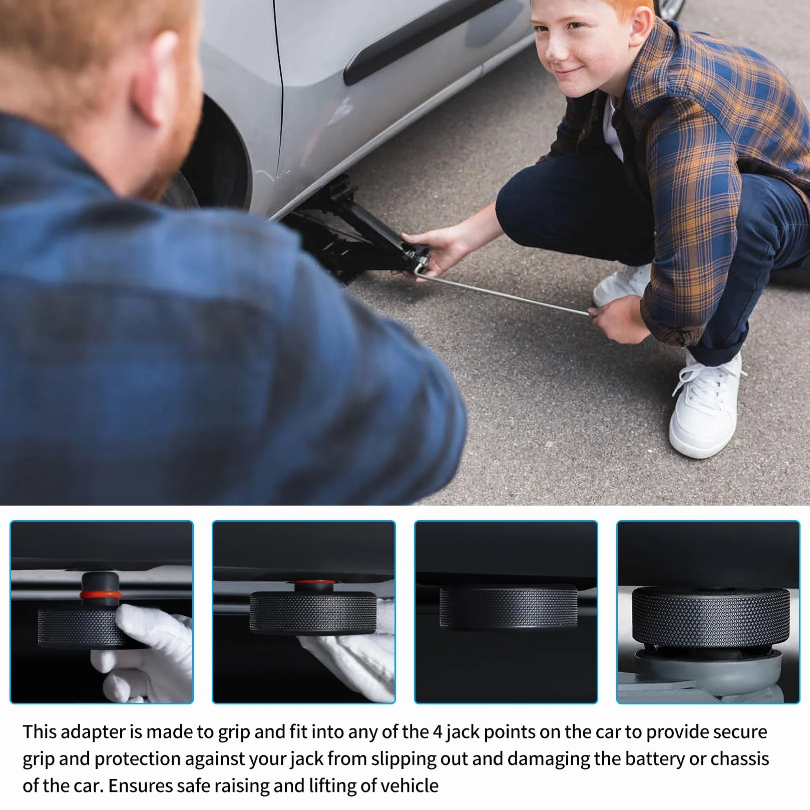 Podkładka Podnośnikowa Kompatybilna z Tesla Model 3/S/X/Y, Gumowy Adapter do Padów Jack, Akcesoria Tesla z Torbą do Przechowywania, 4 Szt